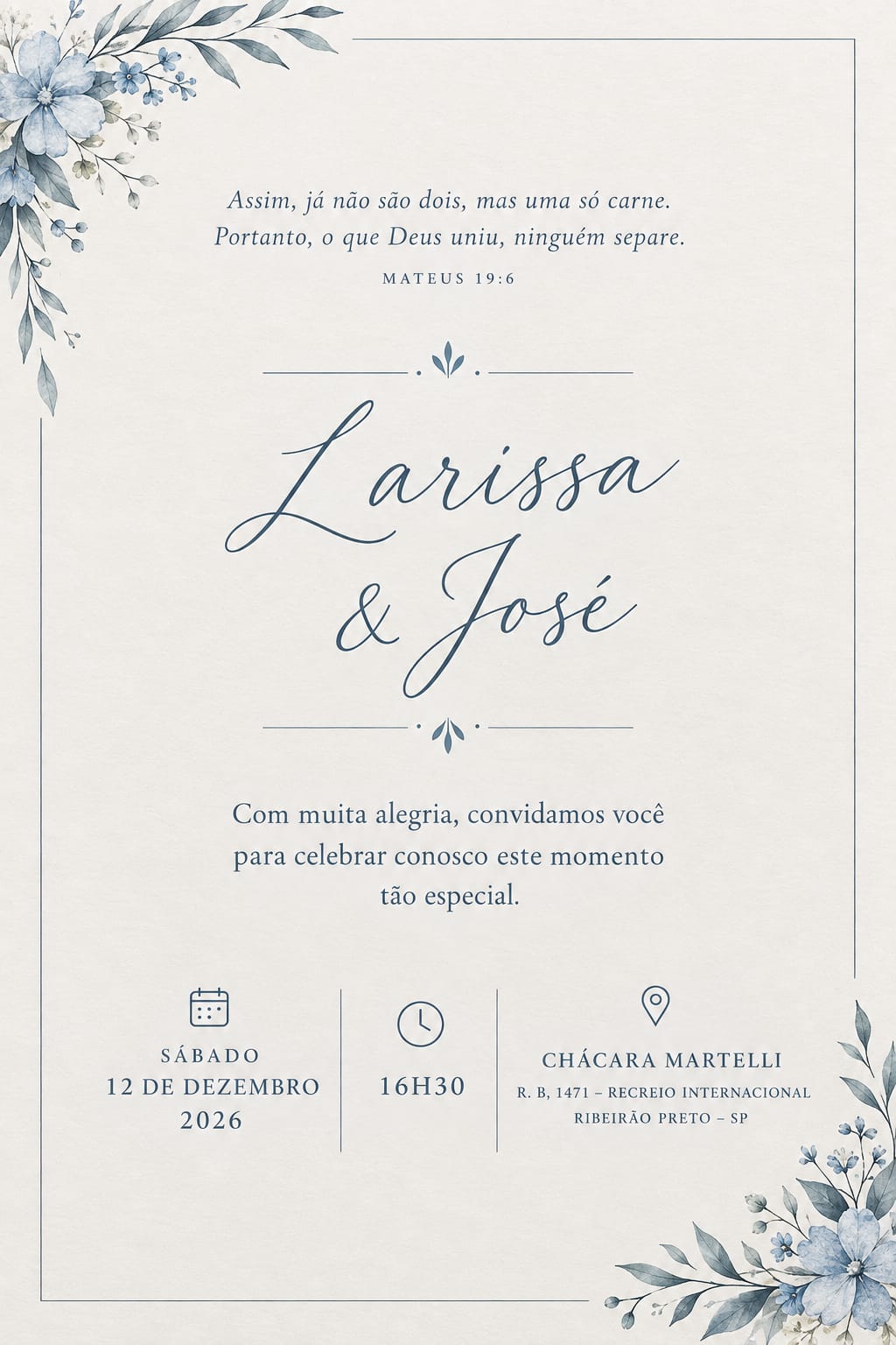 Convite de Casamento — Larissa & José